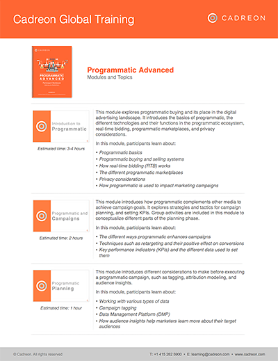 Cadreon Programmatic Explained Modules and Topics